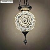 Vintage Art Glass Pendant Light Kit With Globe Design And Stained White/Red/Blue Shades For Dining