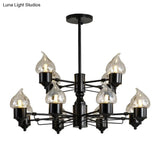Vintage Bedroom Pendant Chandelier - Candle Clear Glass Light 3/6/8-Light Black