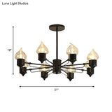 Vintage Black Glass Chandelier: Clear Candle Pendant Lighting For Bedroom 3/6/8-Light
