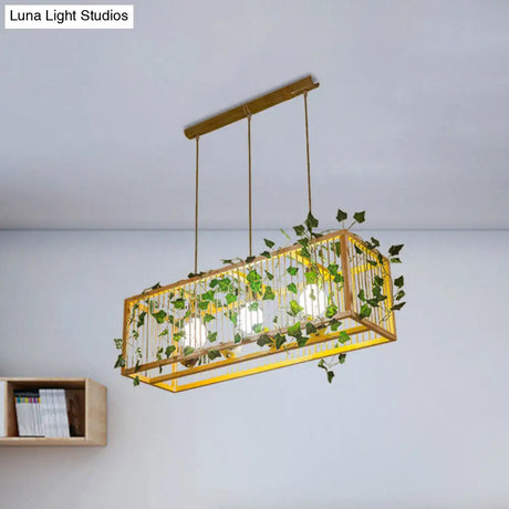 Vintage Beige Bamboo Pendant Light With Red Maple Leaf And Green Leaves Deco - Tea Room Lighting Kit