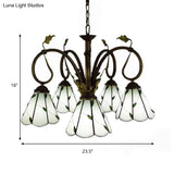 Vintage Beige Glass Chandelier Pendant Light For Libraries With Metal Chain