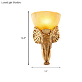 Vintage Beige Glass Wall Sconce With Elephant Base - Prism Bowl Light Fixture