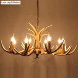 Vintage Beige Resin Antler Chandelier Pendant Light For Restaurant - Hanging Fixture