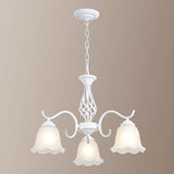 Vintage Bell Chandelier With Ruffle Glass Pendant Light Fixture For Dining Room 3 / White B
