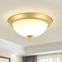 Vintage Bell Flush Ceiling Light With Cream Glass - Led Mount Fixture Gold / 13’ Round