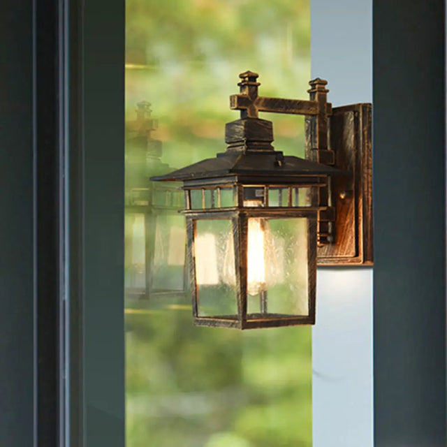 Vintage Birdcage Wall Light - Single Head Clear Glass Lamp In Bronze