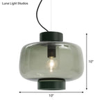 Vintage Black Bistro Pendant Light With Smoke Glass Shade - Drum Hanging Lamp Kit