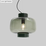 Vintage Black Bistro Pendant Light With Smoke Glass Shade - Drum Hanging Lamp Kit