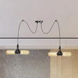 Vintage Black Capsule Led Pendant Lamp - Amber Glass 4/6/12-Bulb Restaurant Swag Multi Ceiling