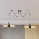 Vintage Black Capsule Led Pendant Lamp - Amber Glass 4/6/12-Bulb Restaurant Swag Multi Ceiling
