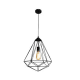 Vintage Black Diamond Cage Iron Hanging Lamp - Single-Bulb Dining Room Light / B