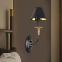 Vintage Black Fabric Wall Sconce With Curvy Arm For Hallway Lighting 1 /