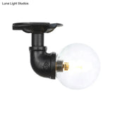 Vintage Black Glass Ball Semi Flushmount Led Ceiling Flush Mount For Hallways
