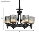 Vintage Black/Gold Chandelier Lamp - Stylish Crystal & Metal 3/6 Head Hanging Lighting With Cylinder