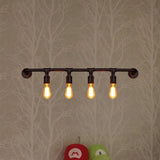Vintage Black Linear Wall Sconce Lamp For Bar - 2/4 Light Fixture In Metallic Finish 4 /