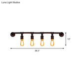 Vintage Black Linear Wall Sconce Lamp For Bar - 2/4 Light Fixture In Metallic Finish