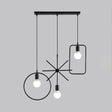 Vintage Black Metal Pendant Light For Dining Room - Multi Hanging Ceiling Fixture With Exposed Bulb