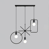 Vintage Black Metal Pendant Light For Dining Room - Multi Hanging Ceiling Fixture With Exposed Bulb