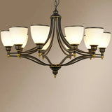 Vintage Black Opaline Glass Chandelier With Bell Shape - Elegant Suspension Lighting For Living Room
