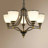 Vintage Black Opaline Glass Chandelier With Bell Shape - Elegant Suspension Lighting For Living Room