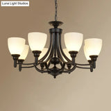 Vintage Black Pendant Light With Elegant White Glass Bell Shape For Dining Room
