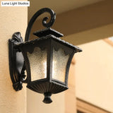 Vintage Black Seedy Glass Lantern Wall Sconce For Garden - Single Light