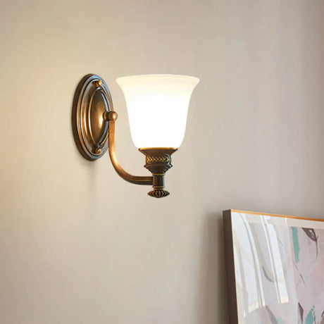 Vintage Black Wall Mounted Lamp With Frosted Glass Bell Shade For Corridors 1 /