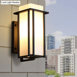 Vintage Black Wall Mounted Lamp With Frosted Glass Shade - One Bulb Metal Frame