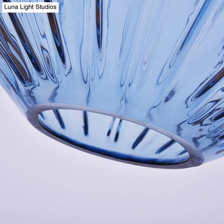 Vintage Blue Prism Glass Lantern Pendant Light For Living Room Suspension