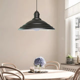 Vintage Bowl Hanging Ceiling Light - Black Metal 1-Head Pendant Lamp With Fluted Design For Balcony