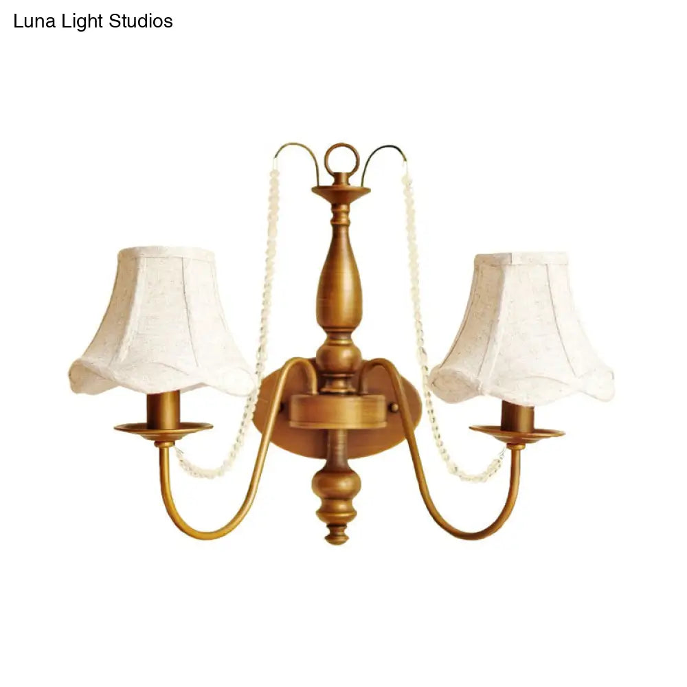 Vintage Brass Candle Wall Sconce With 2 Lights And Shade/Shadeless Option For Bedroom Mounting