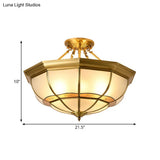 Vintage Brass Ceiling Light - 6 Lights Semi Flush Mount For Living Room