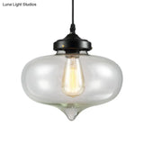 Vintage Brass Clear Glass Ceiling Pendant Light - 1-Light Cylinder/Dome/Schoolhouse Lamp
