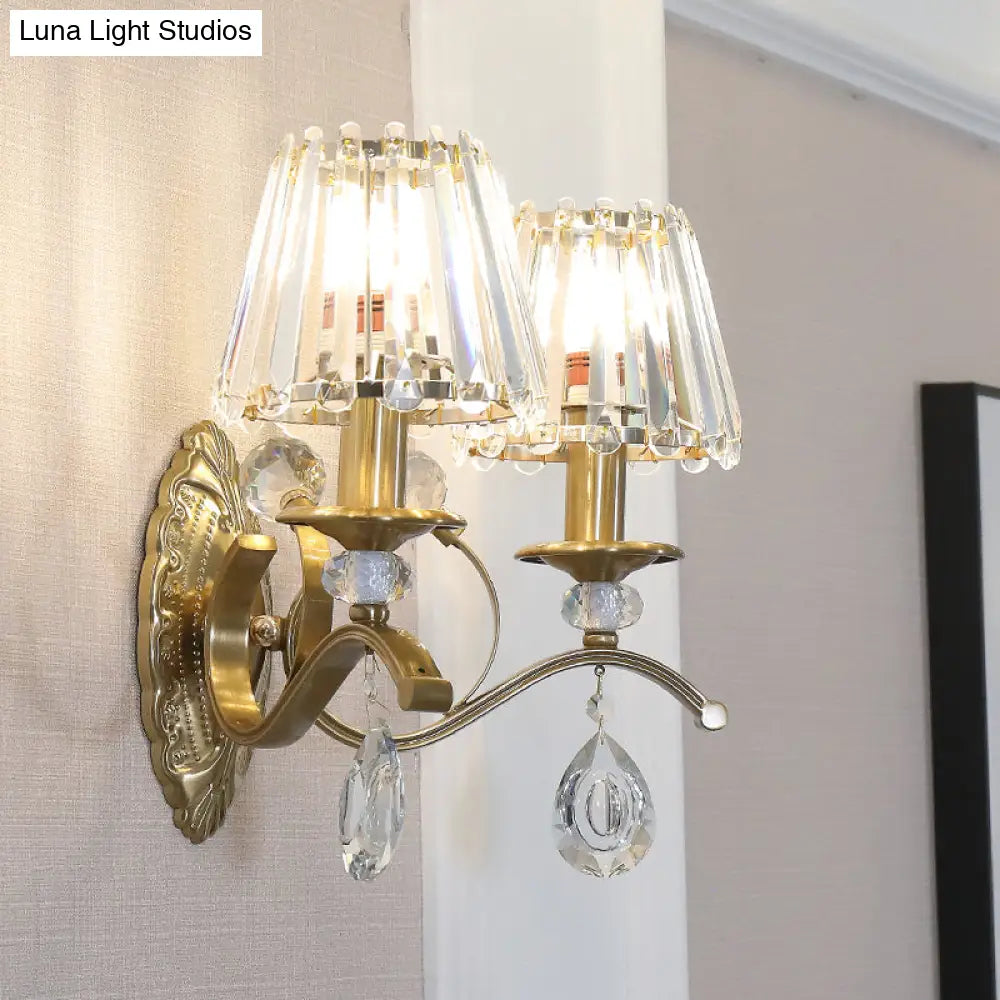 Vintage Brass Cone Wall Sconce Light For Living Room - Traditional Lighting (1/2 Heads)