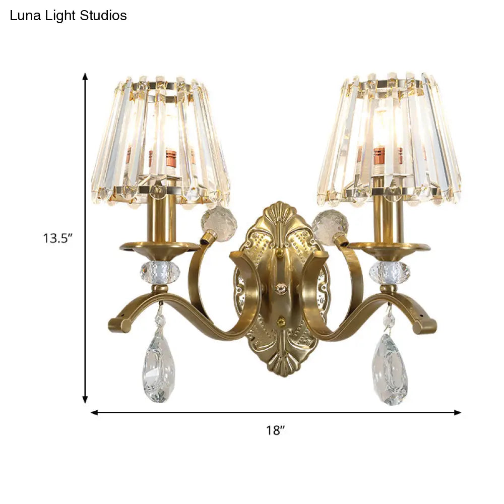 Vintage Brass Cone Wall Sconce Light For Living Room - Traditional Lighting (1/2 Heads)