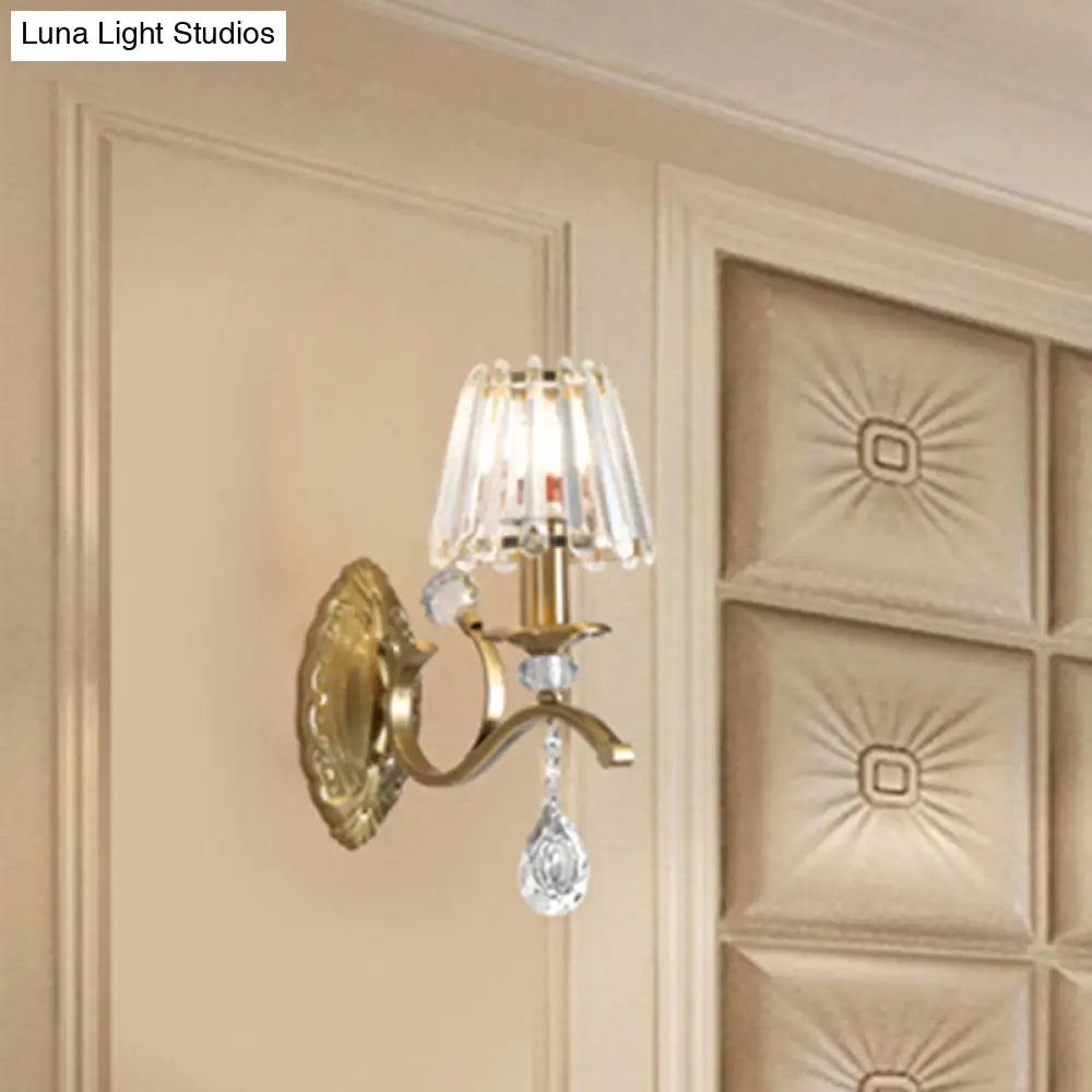 Vintage Brass Cone Wall Sconce Light For Living Room - Traditional Lighting (1/2 Heads)