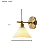 Vintage Brass Glass Cone Wall Sconce - Bedside Lamp Lighting Fixture