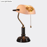 Vintage Brass Half Cylinder Night Lamp With Pull Chain - Patterned Glass Ideal For Living Room Table