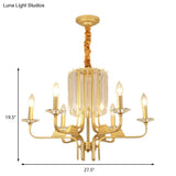 Vintage Brass Hanging Ceiling Light - 4/6/8 Lights With Crystal Deco