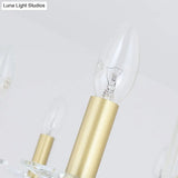Vintage Brass Hanging Ceiling Light - 4/6/8 Lights With Crystal Deco