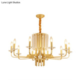 Vintage Brass Hanging Ceiling Light - 4/6/8 Lights With Crystal Deco