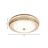 Vintage Brass Led Ceiling Light Fixture With Crystal Flush Mount Lamp And White Glass Shade -