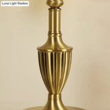 Vintage Brass Nightstand Lamp With Fabric Flower Table Light And Beaded Trim