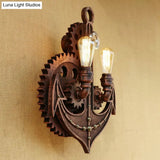 Vintage Brass/Rust Wall Light Sconce Lamp - 2 Bulbs Anchor Mount Ideal For Restaurants