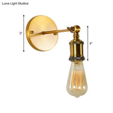 Vintage Brass Swing Arm Wall Lamp: Metallic Single Dining Room Lighting - Mounted With/Without Shade