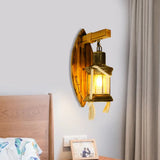 Vintage Brass Wall Mount Lamp With Clear Glass Shade - 1-Light Bedroom Sconce Lighting