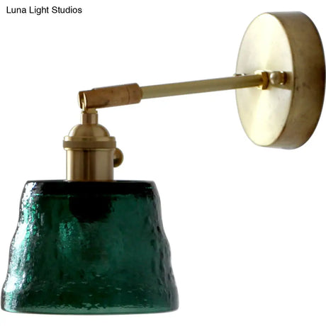 Vintage Brass Wall Sconce With Adjustable Reading Light - Water Glass & Tapered Design
