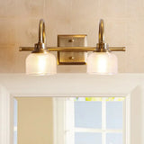 Vintage Brass Wall Sconce With Ribbed Glass Shade For Bathroom Vanity - 1/2/3 Light Options 2 /