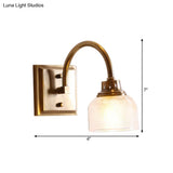 Vintage Brass Wall Sconce With Ribbed Glass Shade For Bathroom Vanity - 1/2/3 Light Options