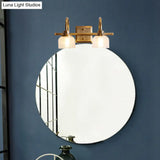 Vintage Brass Wall Sconce With Ribbed Glass Shade For Bathroom Vanity - 1/2/3 Light Options